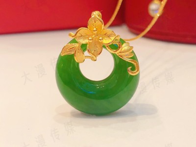 足金999镶嵌精选和田碧玉
