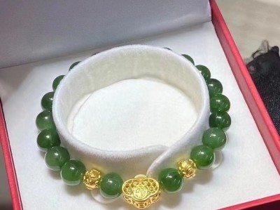 足金如意福➕高品质和田碧玉手链